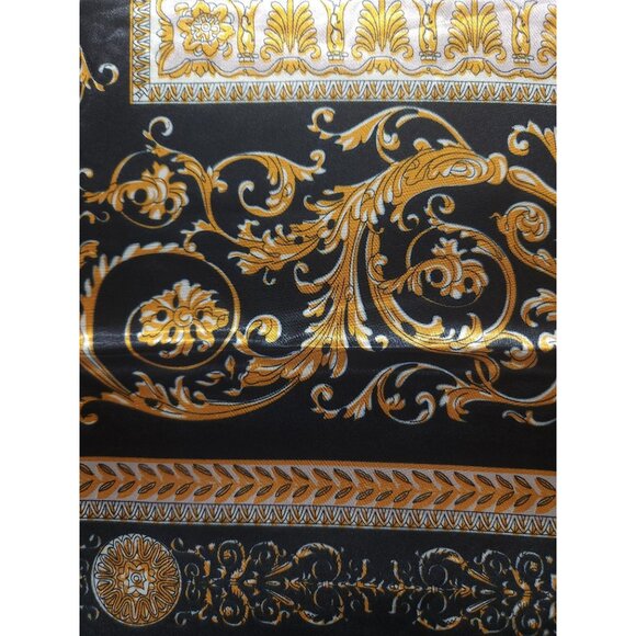 Gold Baroque Square Scarf 100% Polyester Black & Gold Accents  35"x35" - Picture 7 of 12